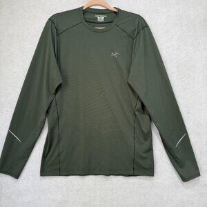 Arc'teryx Motus Crew Shirt Mens Medium Green Long Sleeve Reflective Running